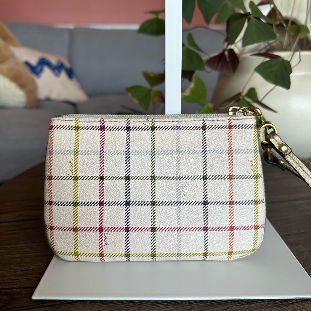 Coach Tattersall Plaid Wristlet Clutch